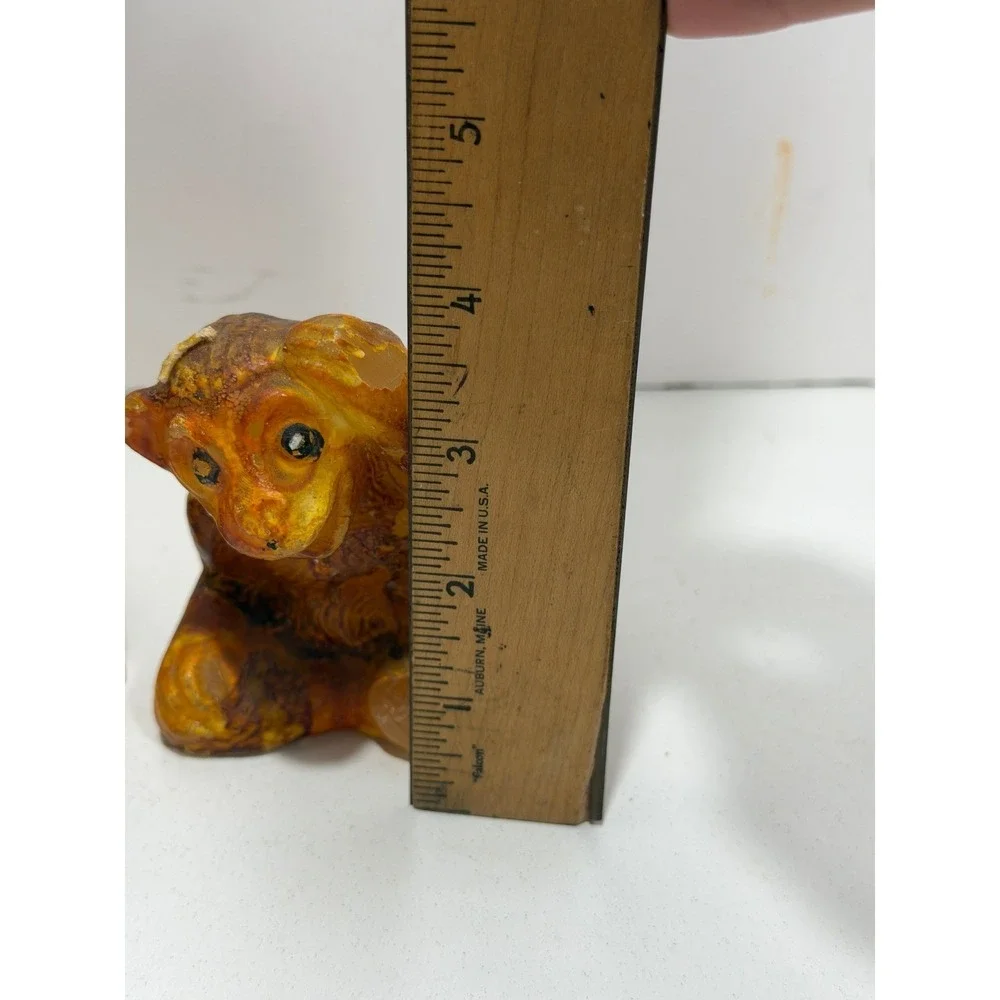 Vintage Monkey Figural Wax Candles Set of 2‎ Brown Orange Primitive Kitsch Decor